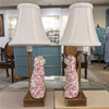 Danny's Fine Porcelain Home Decor Danny's Fine Porcelain Cordless Battery Rechargable Touch Lamp -Pink Floret Dog-Pair - Left and Right