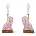 Danny's Fine Porcelain Home Decor Danny's Fine Porcelain Cordless Battery Rechargable Touch Lamp -Pink Floret Dog-Pair - Left and Right