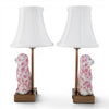 Danny's Fine Porcelain Home Decor Danny's Fine Porcelain Cordless Battery Rechargable Touch Lamp -Pink Floret Dog-Pair - Left and Right