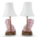 Danny's Fine Porcelain Home Decor Danny's Fine Porcelain Cordless Battery Rechargable Touch Lamp -Pink Floret Dog-Pair - Left and Right
