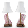 Danny's Fine Porcelain Home Decor Danny's Fine Porcelain Cordless Battery Rechargable Touch Lamp -Pink Floret Dog-Pair - Left and Right