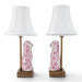 Danny's Fine Porcelain Home Decor Danny's Fine Porcelain Cordless Battery Rechargable Touch Lamp -Pink Floret Dog-Pair - Left and Right