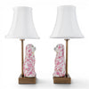 Danny's Fine Porcelain Home Decor Danny's Fine Porcelain Cordless Battery Rechargable Touch Lamp -Pink Floret Dog-Pair - Left and Right