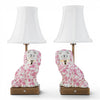 Danny's Fine Porcelain Home Decor Danny's Fine Porcelain Cordless Battery Rechargable Touch Lamp -Pink Floret Dog-Pair - Left and Right