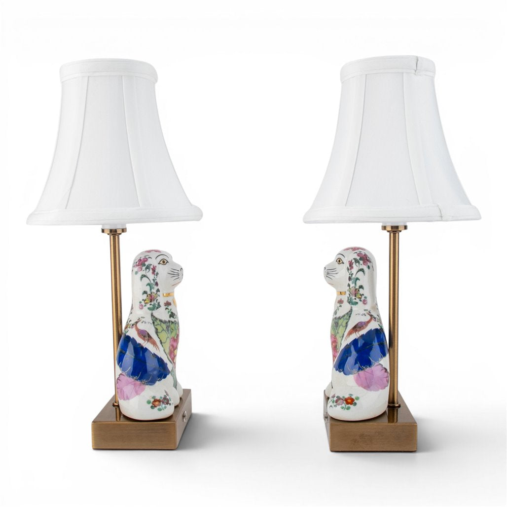 Danny's Fine Porcelain Home Decor Danny's Fine Porcelain Cordless Battery Rechargable Touch Lamp -Tobacco Leaf Dog-Pair - Left and