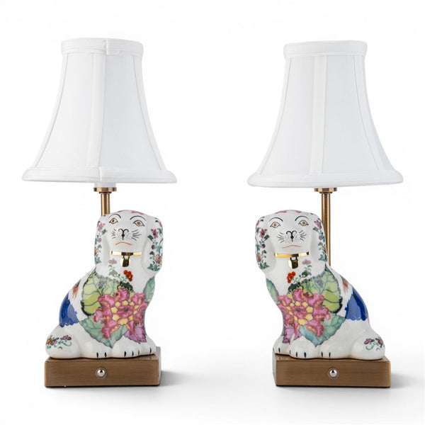 Danny's Fine Porcelain Home Decor Danny's Fine Porcelain Cordless Battery Rechargable Touch Lamp -Tobacco Leaf Dog-Pair - Left and