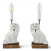 Danny's Fine Porcelain Home Decor Danny's Fine Porcelain Cordless Battery Rechargable Touch Lamp -White Cream Dog-Pair - Left and Right