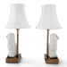 Danny's Fine Porcelain Home Decor Danny's Fine Porcelain Cordless Battery Rechargable Touch Lamp -White Cream Dog-Pair - Left and Right