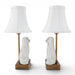 Danny's Fine Porcelain Home Decor Danny's Fine Porcelain Cordless Battery Rechargable Touch Lamp -White Cream Dog-Pair - Left and Right