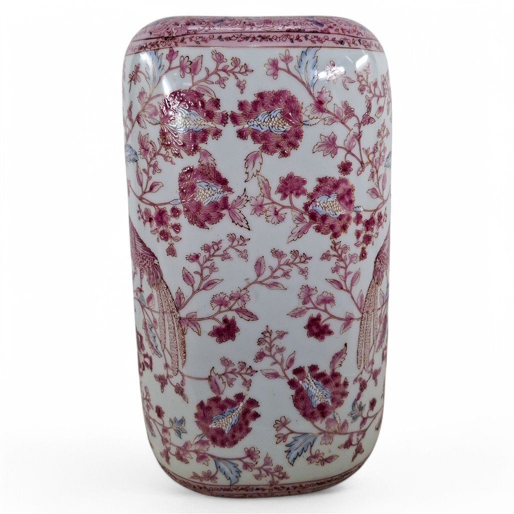 Danny's Fine Porcelain Home Decor Danny's Fine Porcelain Crimson Toile Jarrounded Rectangular Lidded Jar Featuring An - CLOSEOUT SAMPLE SALE