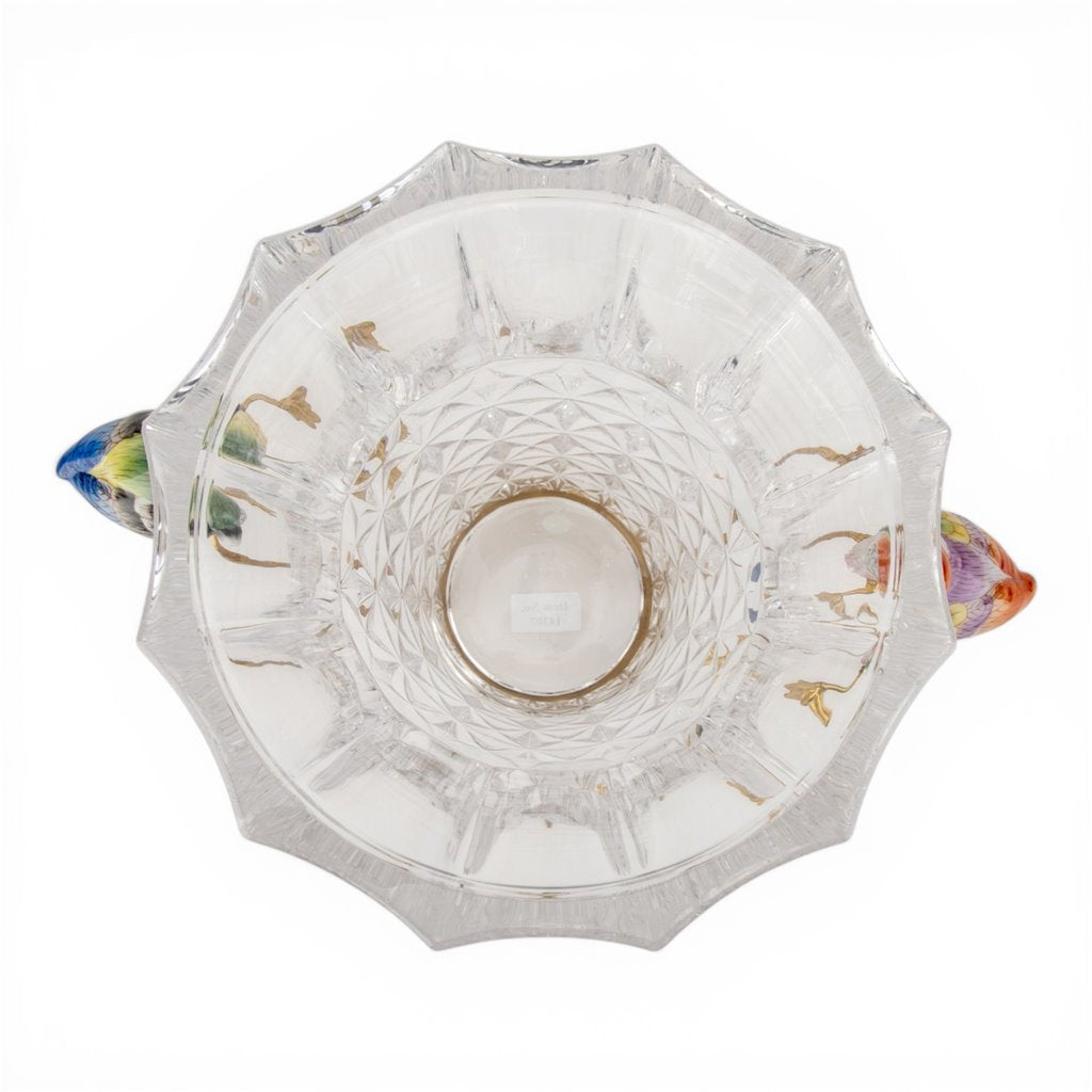 Danny's Fine Porcelain Home Decor Danny's Fine Porcelain Crystal Vase with Ormolu and Porcelain Birds-Crystal Clear