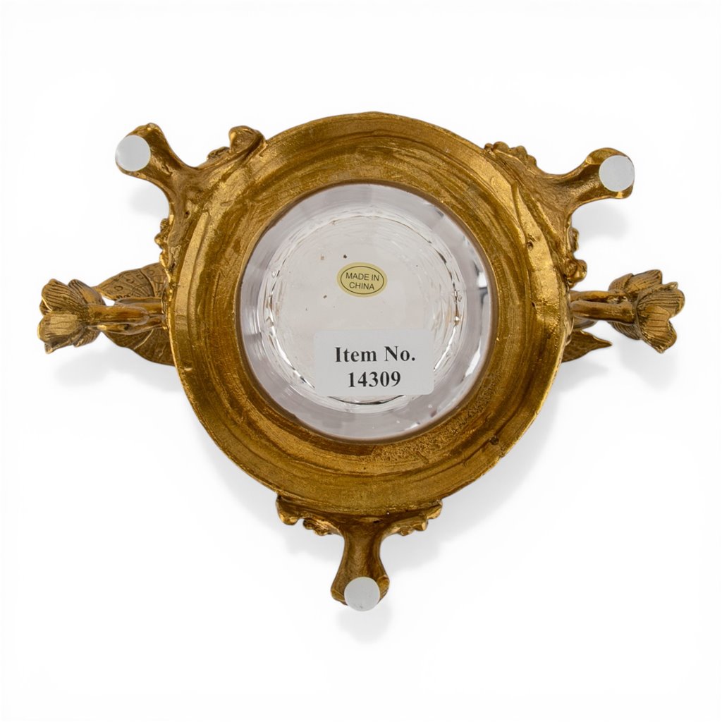 Danny's Fine Porcelain Home Decor Danny's Fine Porcelain Crystal Vase with Ormolu Butterfly Handles-Crystal Clear