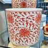 Danny's Fine Porcelain Home Decor Danny's Fine Porcelain Cylinder Basin Light Red Floral