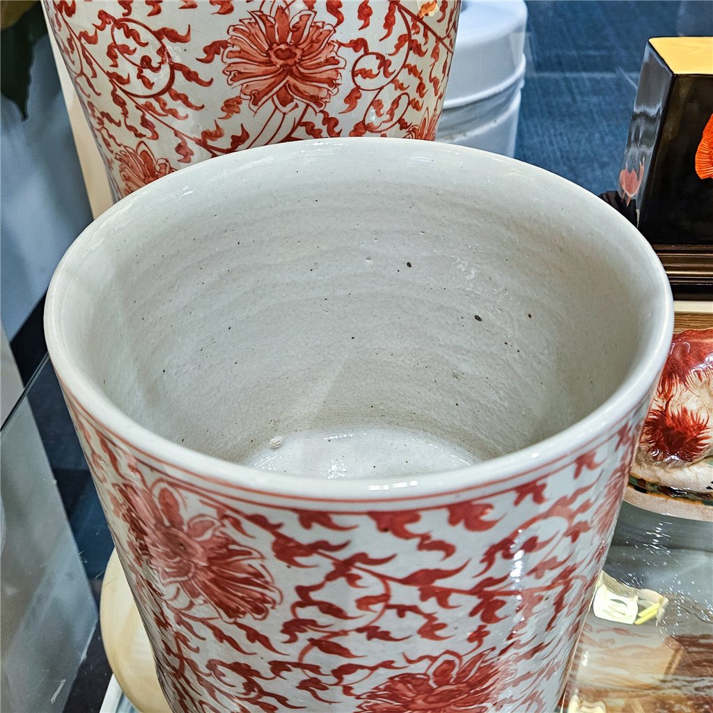 Danny's Fine Porcelain Home Decor Danny's Fine Porcelain Cylinder Basin Light Red Floral