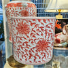 Danny's Fine Porcelain Home Decor Danny's Fine Porcelain Cylinder Basin Light Red Floral