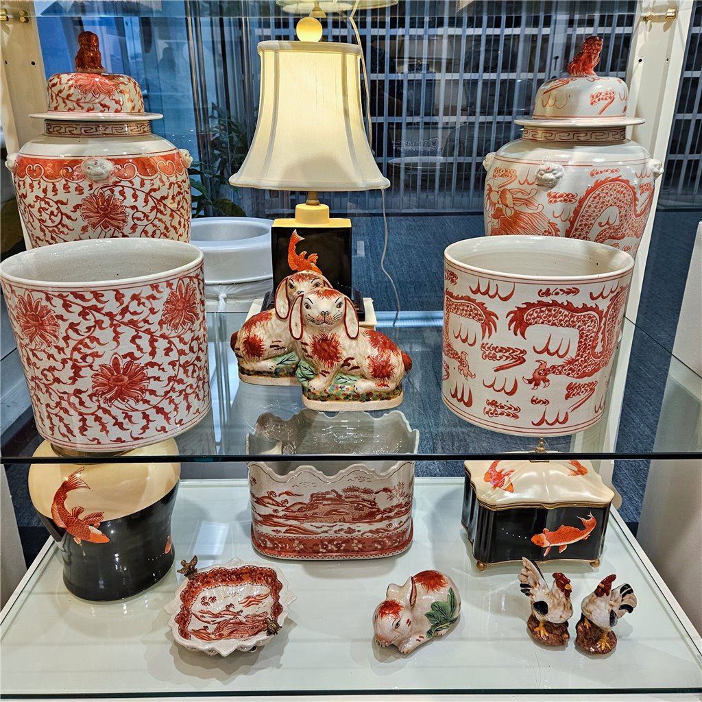 Danny's Fine Porcelain Home Decor Danny's Fine Porcelain Cylinder Basin Light Red Floral