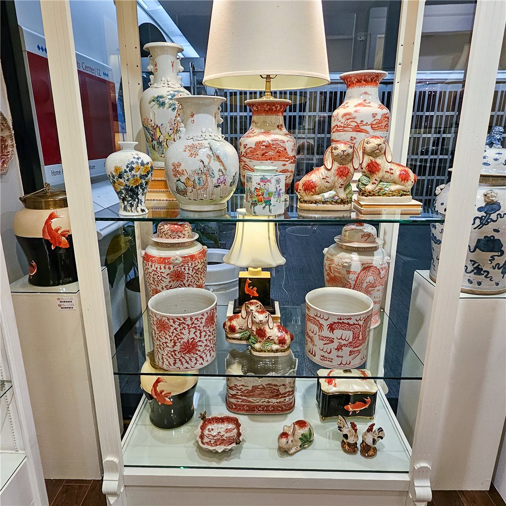 Danny's Fine Porcelain Home Decor Danny's Fine Porcelain Cylinder Basin Light Red Floral