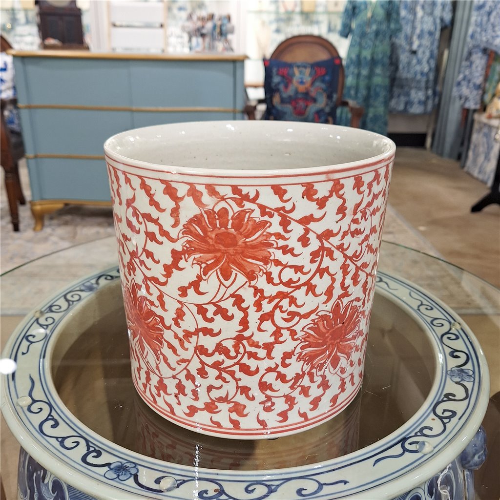 Danny's Fine Porcelain Home Decor Danny's Fine Porcelain Cylinder Basin Light Red Floral