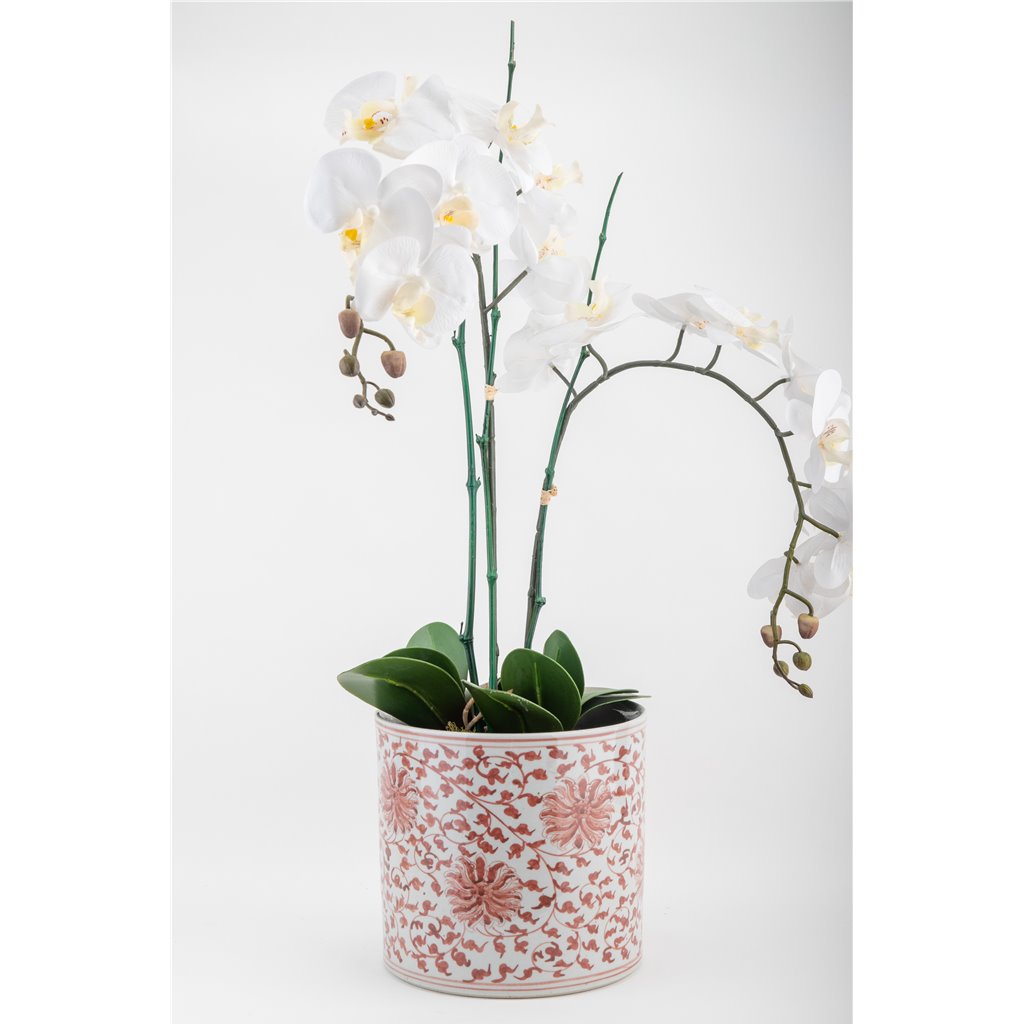 Danny's Fine Porcelain Home Decor Danny's Fine Porcelain Cylinder Basin Light Red Floral