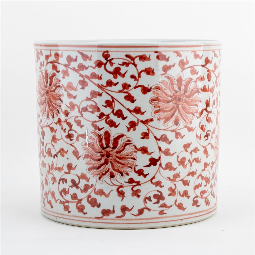 Danny's Fine Porcelain Home Decor Danny's Fine Porcelain Cylinder Basin Light Red Floral