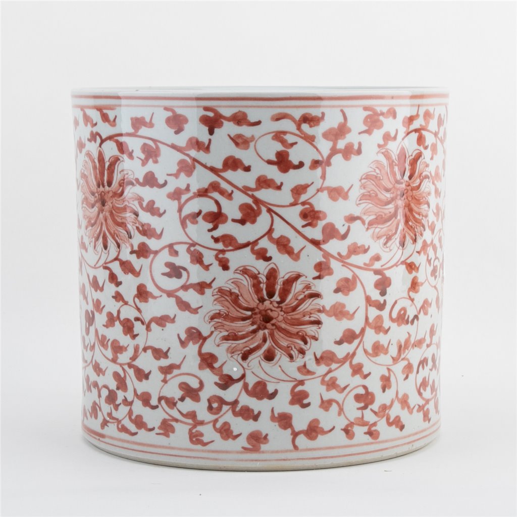 Danny's Fine Porcelain Home Decor Danny's Fine Porcelain Cylinder Basin Light Red Floral