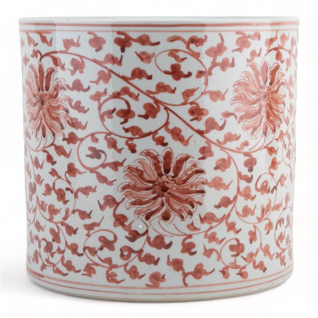 Danny's Fine Porcelain Home Decor Danny's Fine Porcelain Cylinder Basin Light Red Floral
