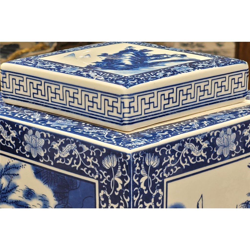 Danny's Fine Porcelain Home Decor Danny's Fine Porcelain Diamond Shaped Jar - Blue & White