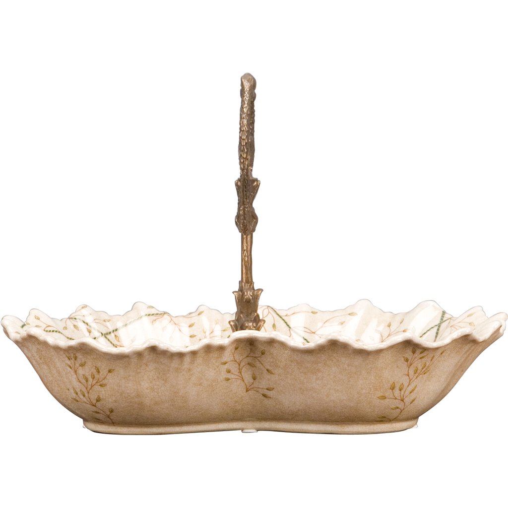 Danny's Fine Porcelain Home Decor Danny's Fine Porcelain Dish with Bronze Handle- Ximena