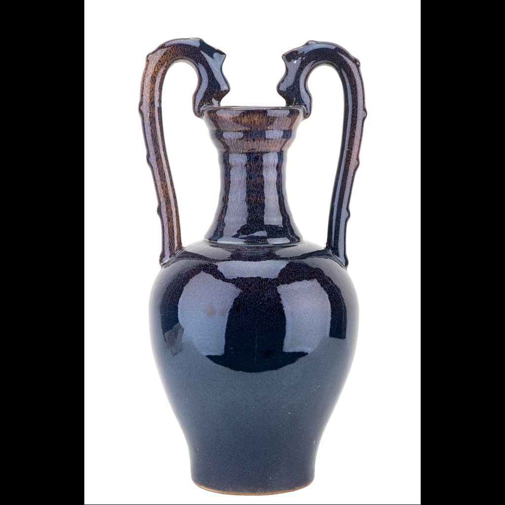 Danny's Fine Porcelain Home Decor Danny's Fine Porcelain Double Dragon Handle Vase-Cobalt Blue
