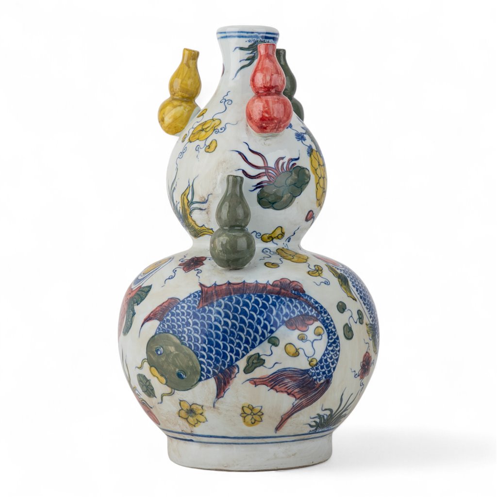 Danny's Fine Porcelain Home Decor Danny's Fine Porcelain Double-Gourd Vase – Fish Motif