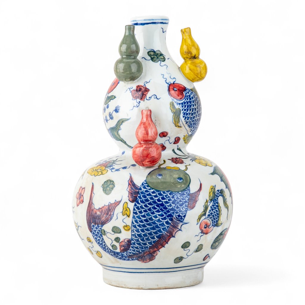 Danny's Fine Porcelain Home Decor Danny's Fine Porcelain Double-Gourd Vase – Fish Motif