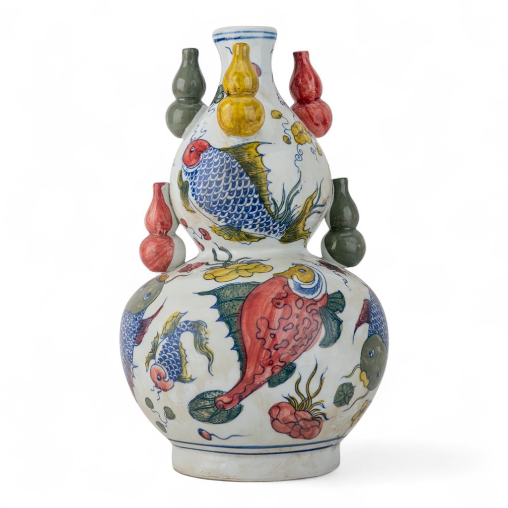 Danny's Fine Porcelain Home Decor Danny's Fine Porcelain Double-Gourd Vase – Fish Motif