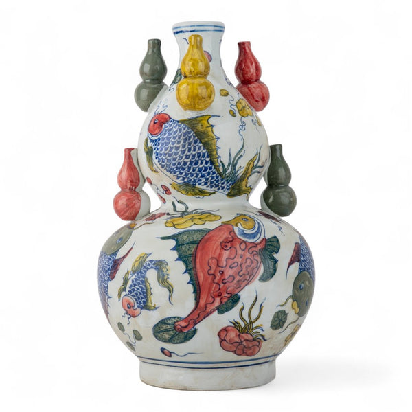 Danny's Fine Porcelain Home Decor Danny's Fine Porcelain Double-Gourd Vase – Fish Motif