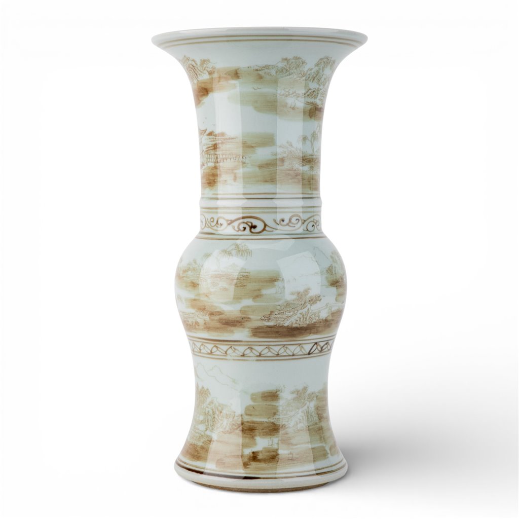 Danny's Fine Porcelain Home Decor Danny's Fine Porcelain Elegant Vase-Brown Scenic. Display It Alone Or with Flowers For