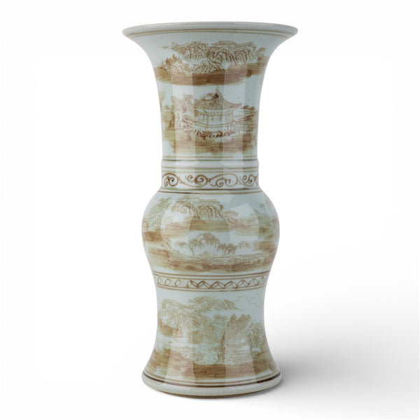 Danny's Fine Porcelain Home Decor Danny's Fine Porcelain Elegant Vase-Brown Scenic. Display It Alone Or with Flowers For