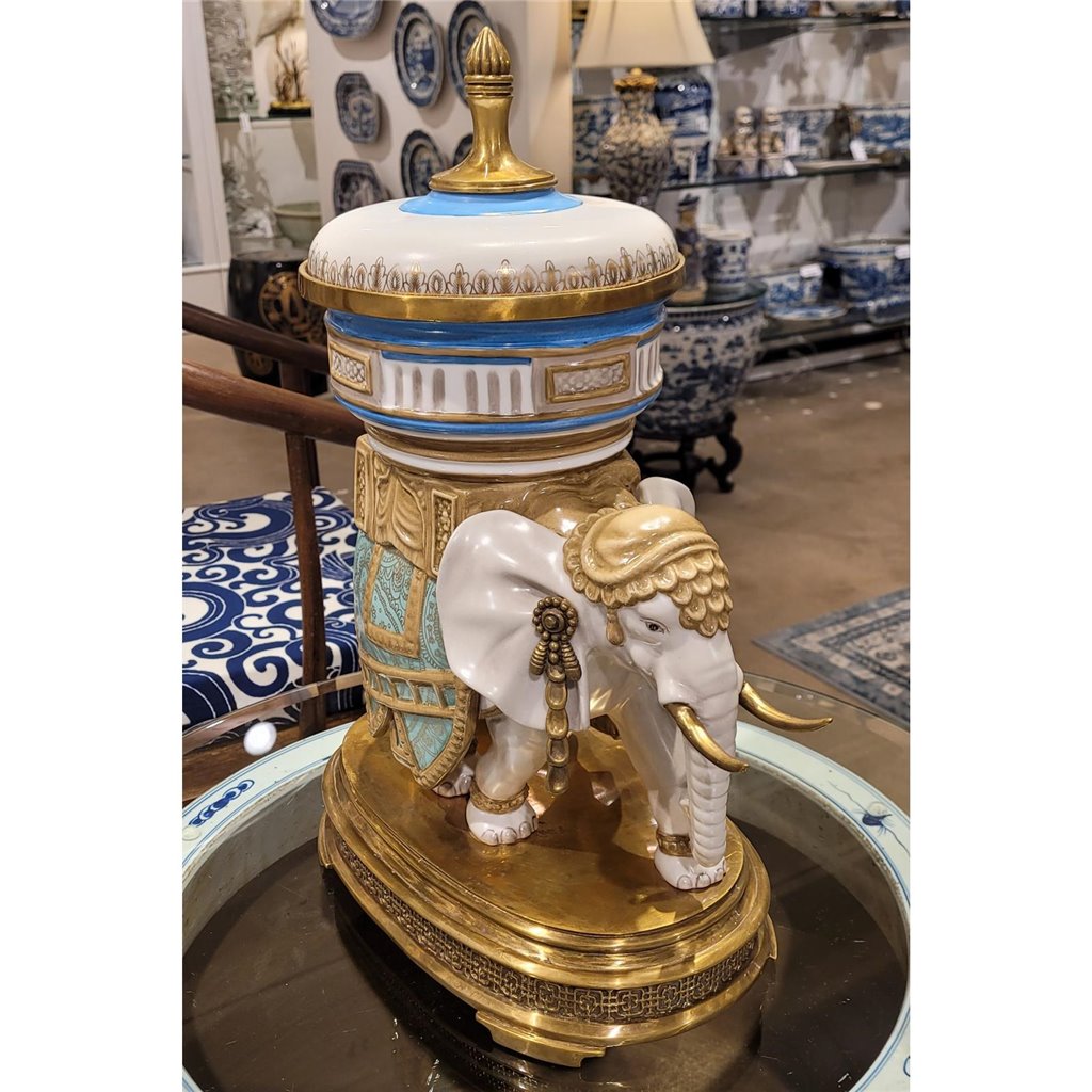 Danny's Fine Porcelain Home Decor Danny's Fine Porcelain Elephant Statue With Lidded Box 60372