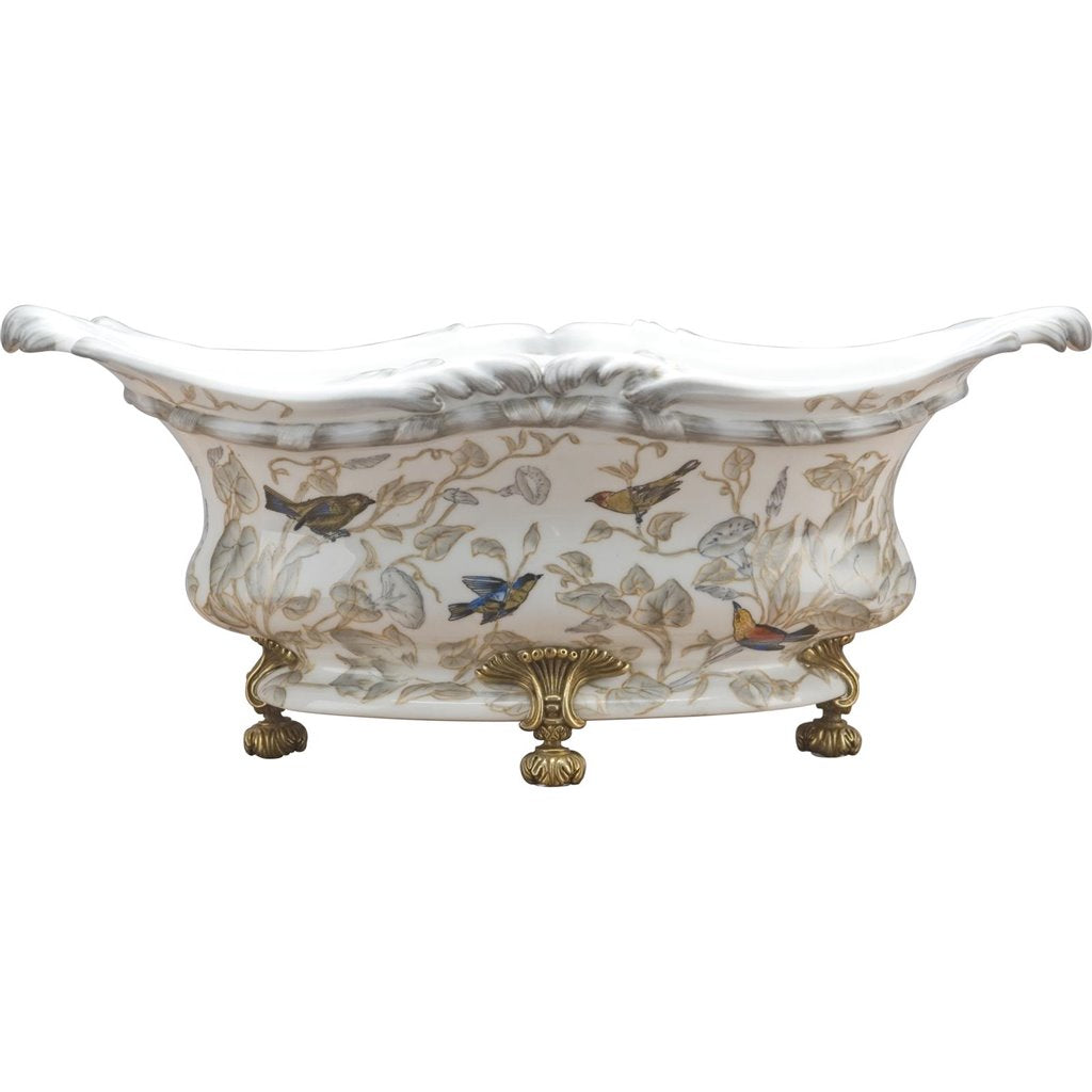 Danny's Fine Porcelain Home Decor Danny's Fine Porcelain Elongated Basin With Bronze Accent-Tessa 60309