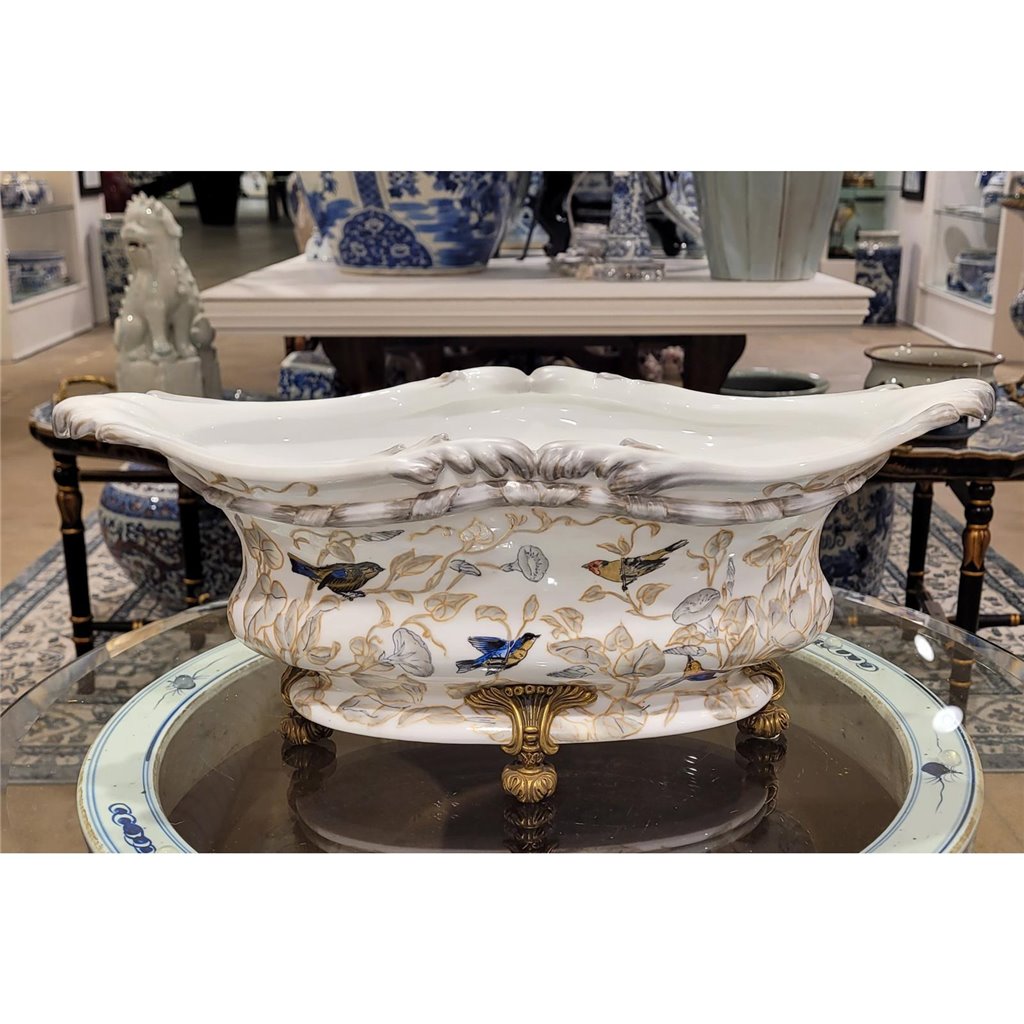 Danny's Fine Porcelain Home Decor Danny's Fine Porcelain Elongated Basin With Bronze Accent-Tessa 60309