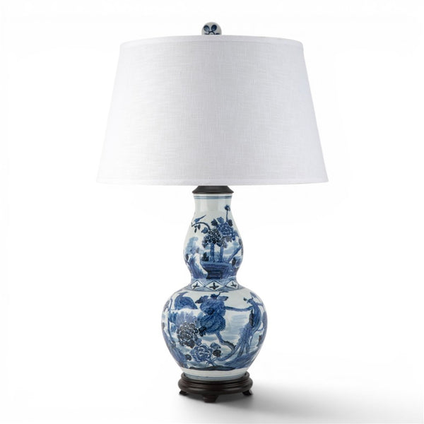Danny's Fine Porcelain Home Decor Danny's Fine Porcelain Elongated Gourd Lamp-Blue and White Birds(2-847-19) Blue and White Porcelain