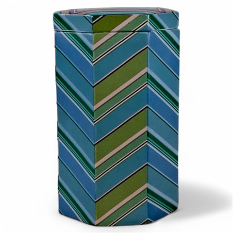 Danny's Fine Porcelain Home Decor Danny's Fine Porcelain Emerald Chevron Boxtall Faceted Box Featuring Bold Diagonal Chevron - CLOSEOUT SAMPLE SALE