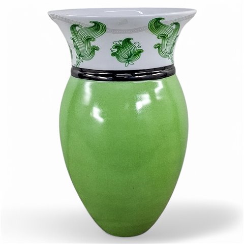 Danny's Fine Porcelain Home Decor Danny's Fine Porcelain Emerald Crest Vaseglossy Green Vase Featuring A Sculptural - CLOSEOUT SAMPLE SALE