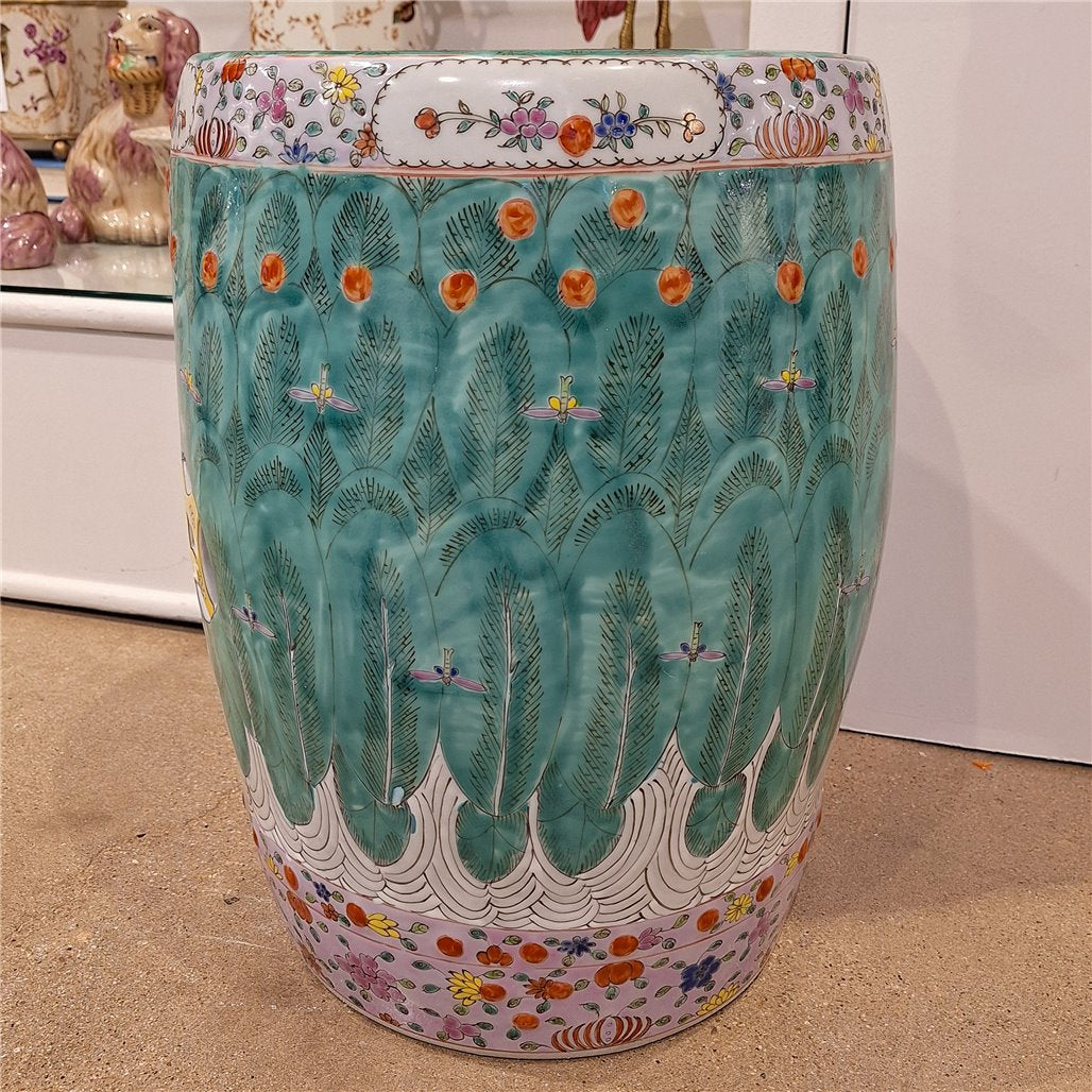 Danny's Fine Porcelain Home Decor Danny's Fine Porcelain Famille Rose Bok Choy Porcelain Garden Stool Expertly Hand-Painted and