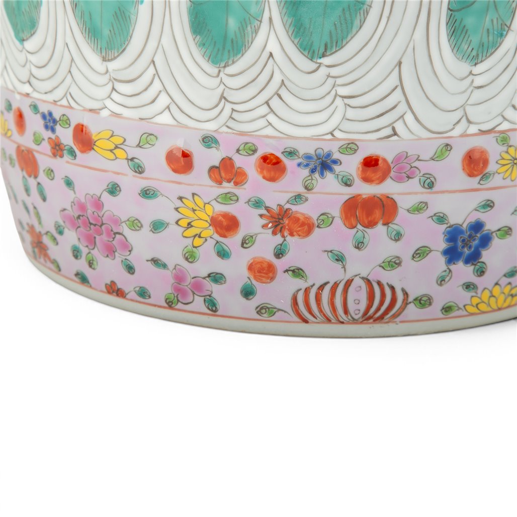 Danny's Fine Porcelain Home Decor Danny's Fine Porcelain Famille Rose Bok Choy Porcelain Garden Stool Expertly Hand-Painted and