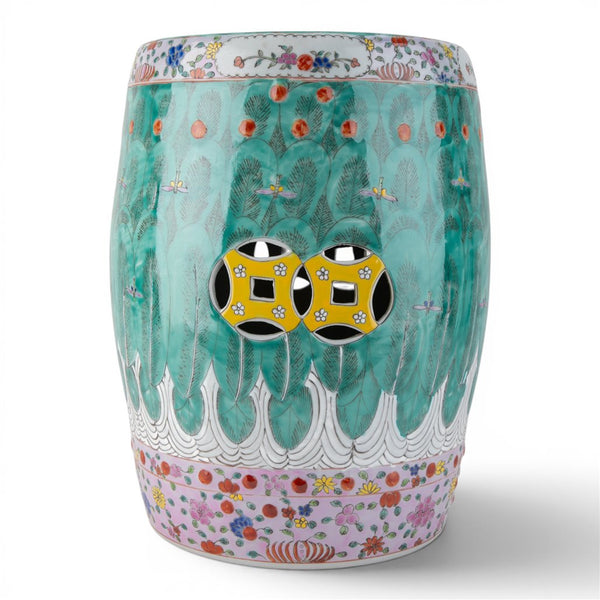 Danny's Fine Porcelain Home Decor Danny's Fine Porcelain Famille Rose Bok Choy Porcelain Garden Stool Expertly Hand-Painted and