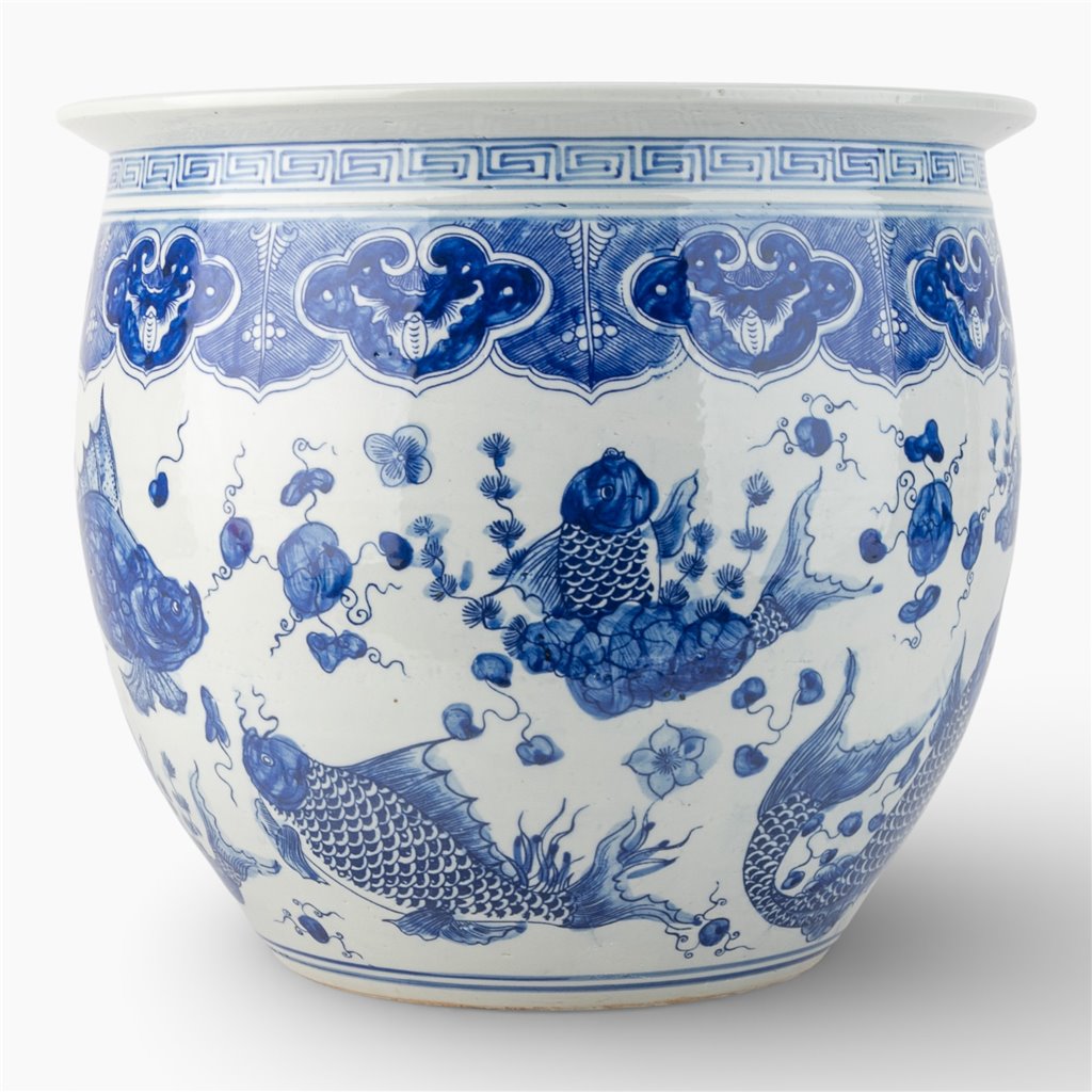 Danny's Fine Porcelain Home Decor Danny's Fine Porcelain Fishbowl-Blue and White Fish