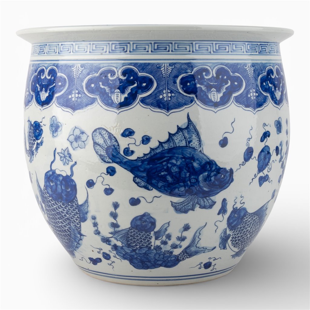 Danny's Fine Porcelain Home Decor Danny's Fine Porcelain Fishbowl-Blue and White Fish