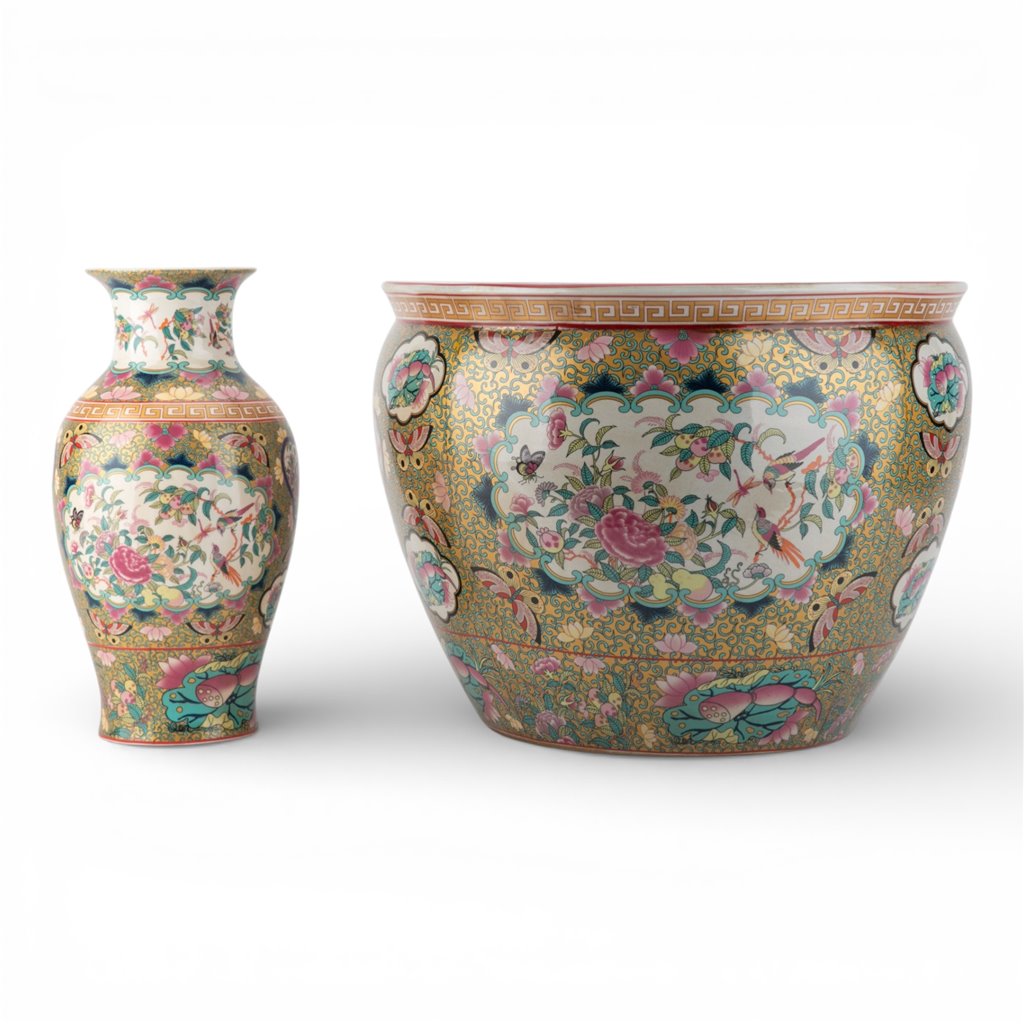Danny's Fine Porcelain Home Decor Danny's Fine Porcelain Fishbowl Rose Medallion 18-Inch – Rose Medallion Porcelain Fishbowl