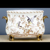 Danny's Fine Porcelain Home Decor Danny's Fine Porcelain Floral & Bird Pattern Oval Planter with Bronze Ormolu in Xiamena