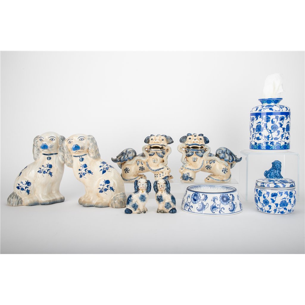 Danny's Fine Porcelain Home Decor Danny's Fine Porcelain Foo Dog Pair of Mythological Figurines Symbolized Lucky