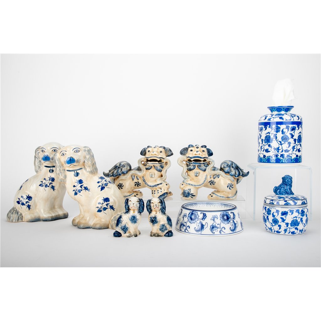 Danny's Fine Porcelain Home Decor Danny's Fine Porcelain Foo Dog Pair of Mythological Figurines Symbolized Lucky